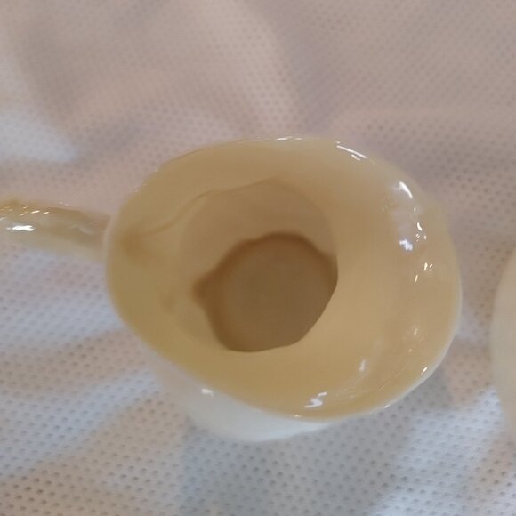 Belleek NAUTILUS SHELL Porcelain CREAMER CREAM PITCHER & SUGAR Bowl - Picture 4 of 12